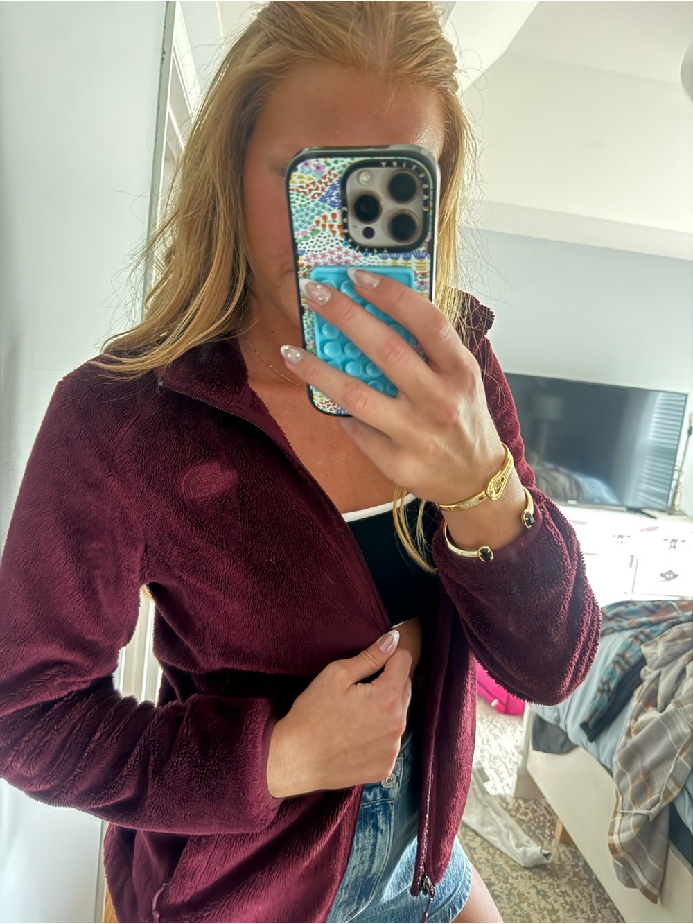 The North Face Women's Burgundy Teddy Fleece Jacket
